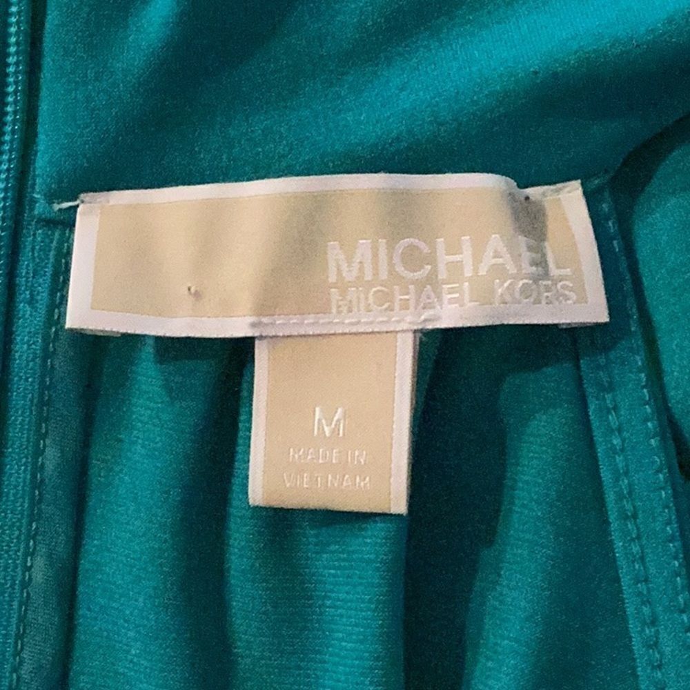 MICHAEL KORS SLEEVELESS HALTER MINI DRESS GREEN MEDIUM - Picture 9 of 10